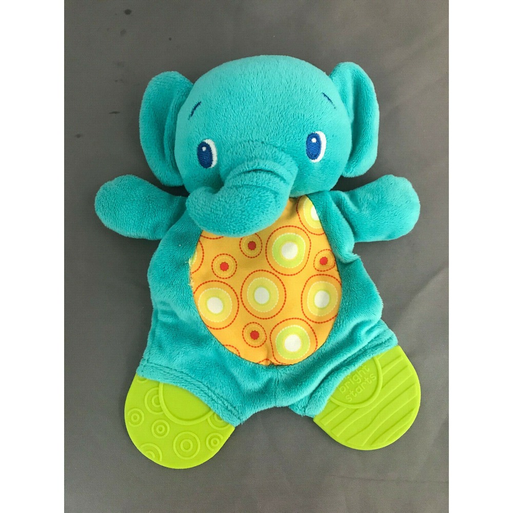 ELEPHANT Plush TEETHER Crinkle Belly Toy Stuffed baby Bright‎ Starts Rattle